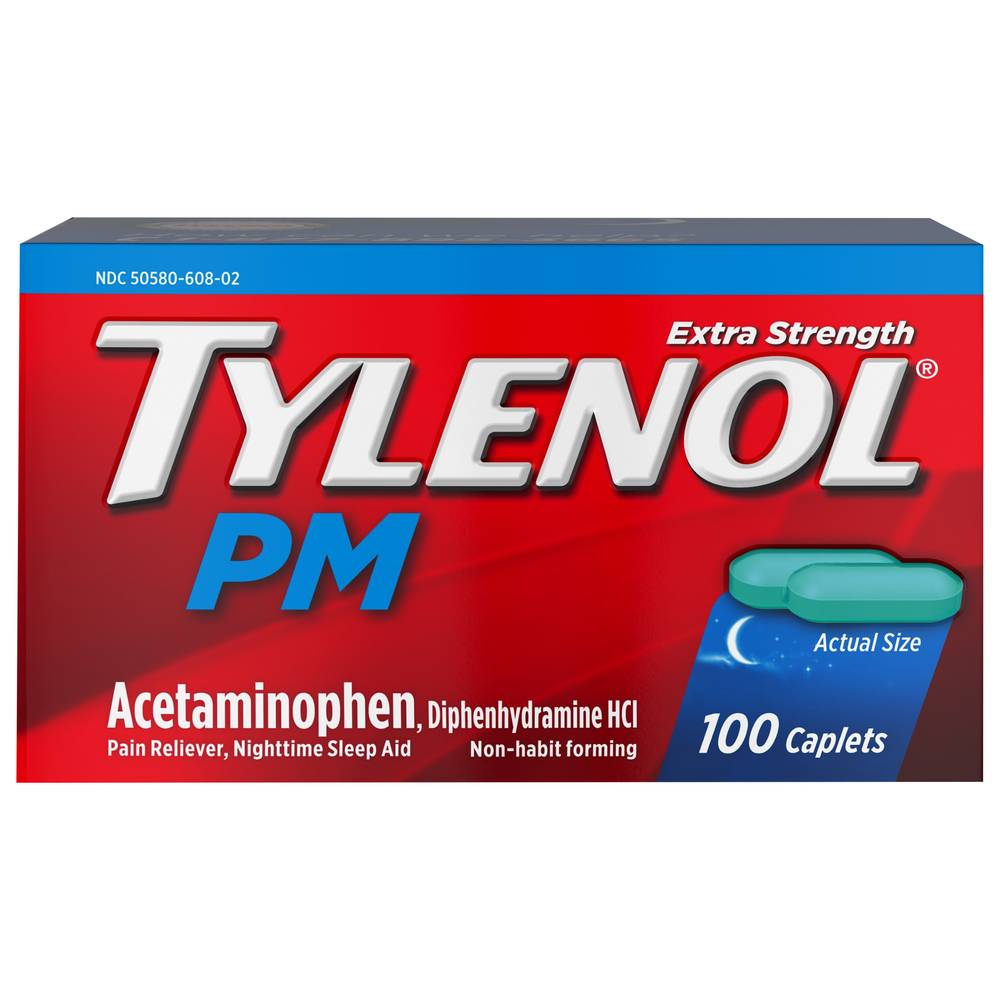 Tylenol Pm Extra Strength Pain Reliever & Sleep Aid Acetaminophen (100 ct)