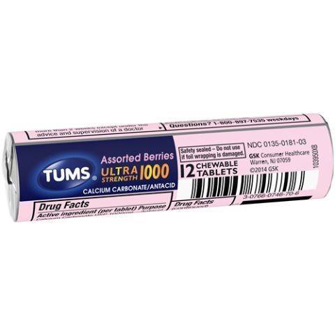 Tums Ultra Strong, Assortment Berry 12 Count