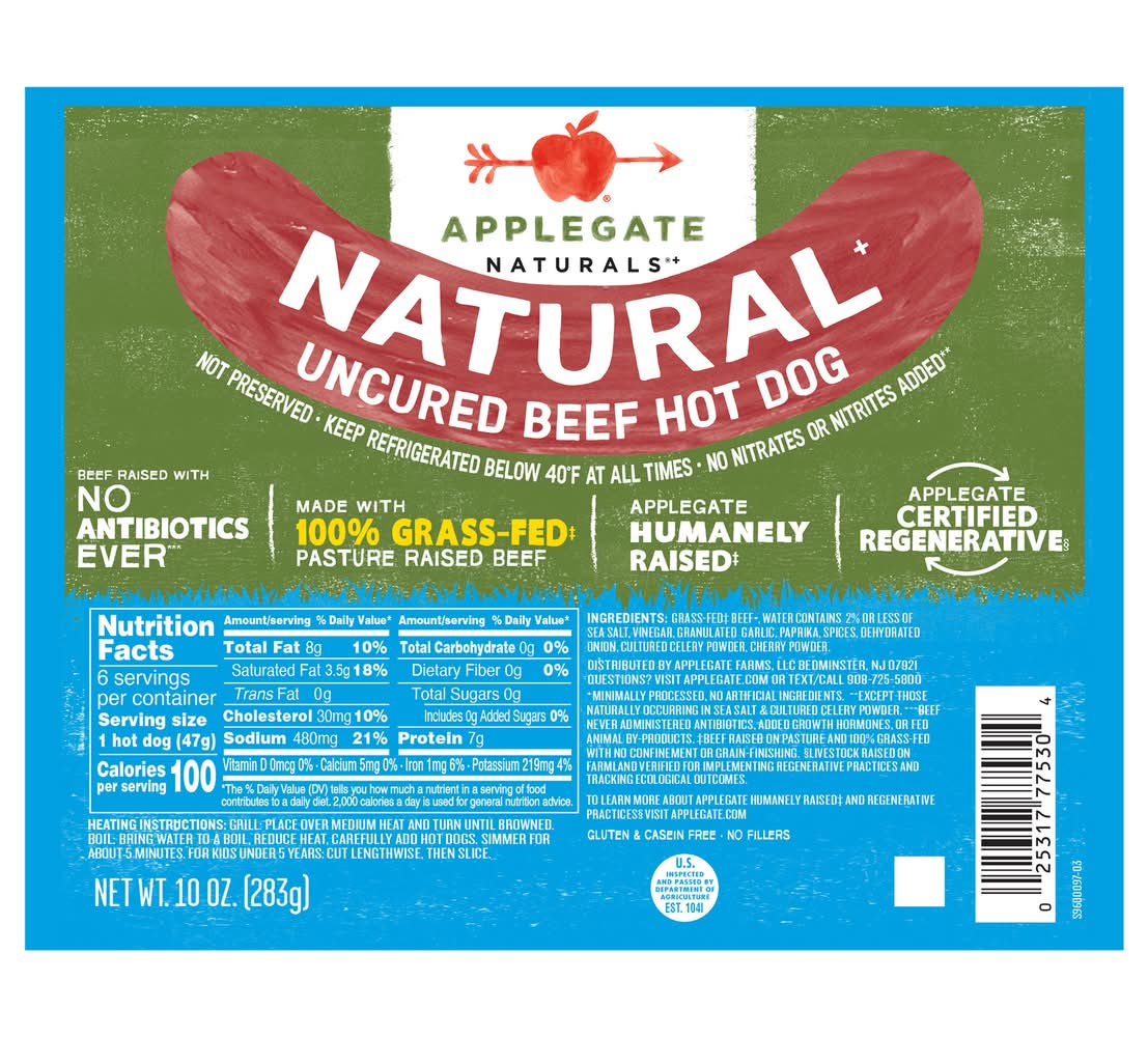 Applegate Natural Uncured Beef Hot Dog (10 oz)