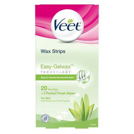 Veet veet easy-gelwax bandes de cire de précision pour peau sèche, corps et jambes (l'emballage peut varier) (20 unités + 2 lingettes) - easy-gelwax dry skin wax strips (20 units)