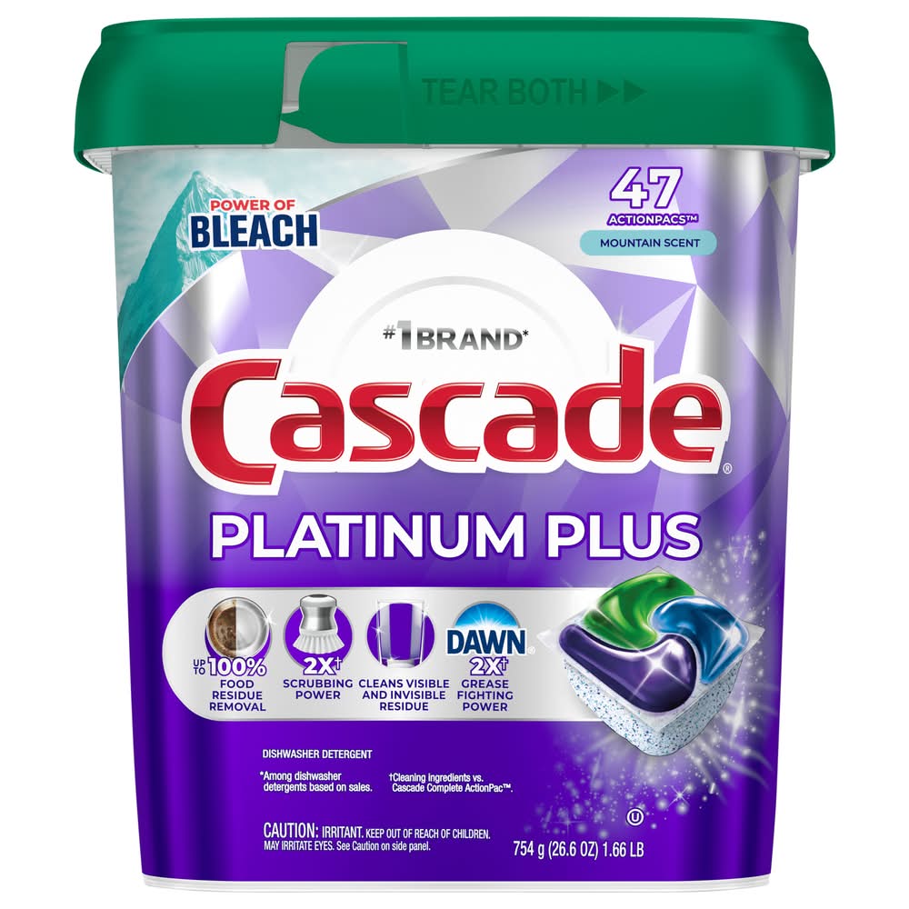 Cascade Action Pacs Platinum Plus Mountain Scent Dishwashing Tabs (26.6 oz, 47 ct)