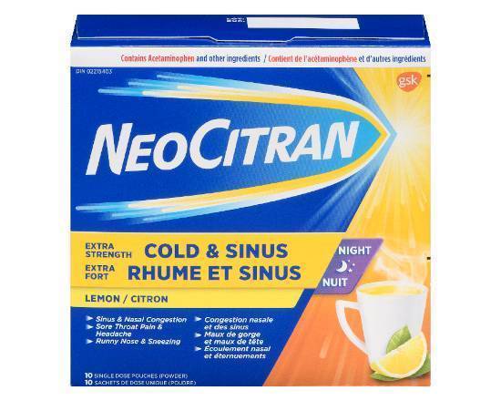 NEOCITRAN ES COLD + SINUS NIGHT LEMON 10 PK