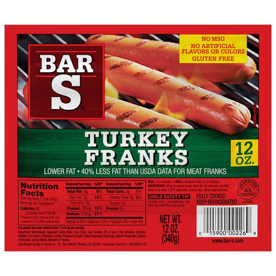 Bar-S Turkey Franks Hot Dogs