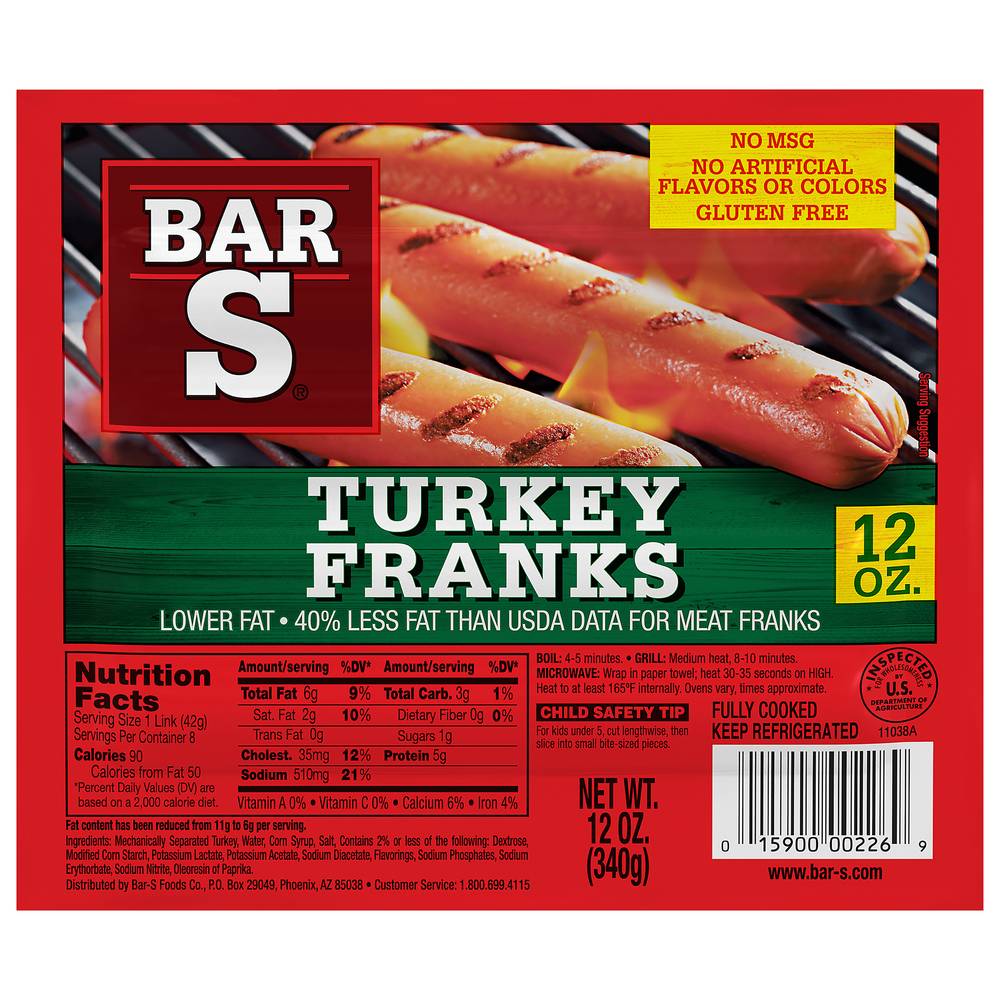 Bar-S Turkey Franks Hot Dogs (12 oz)