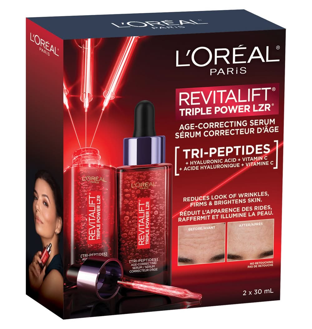 L'Oréal Paris Triple Power Lzr Tri-Peptides - Sérum Correcteur D'Âge, 2 X 30Ml / L'Oréal Paris Triple Power Lzr Tri-Peptides Age Correcting Face Serum, 2 X 30Ml