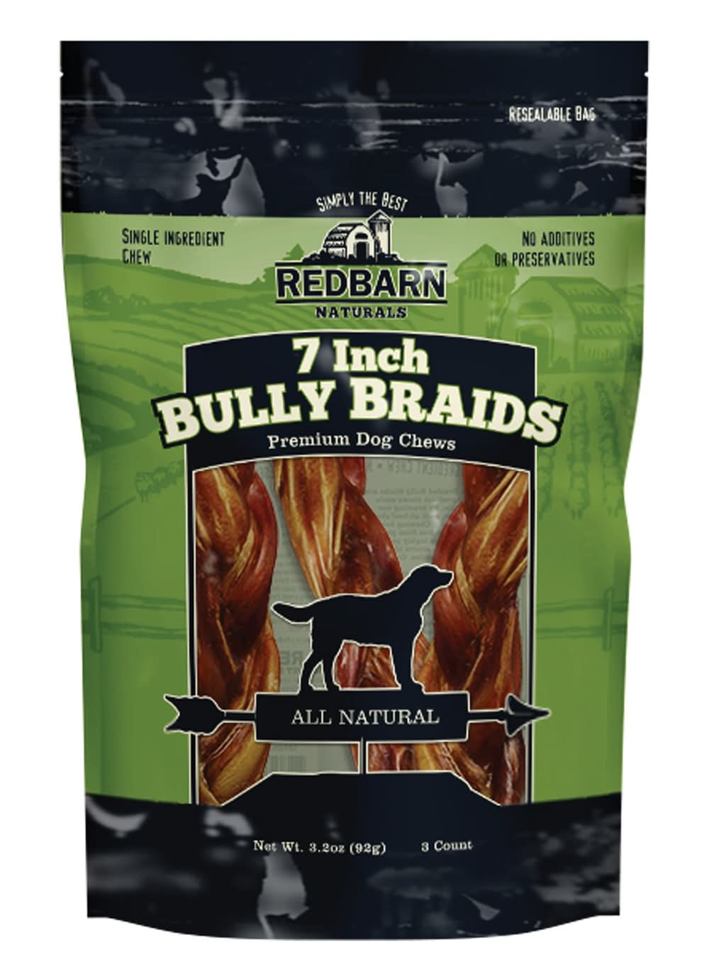 Redbarn Naturals Braided Bully Stick Dog Treat (Size: 3 Count)