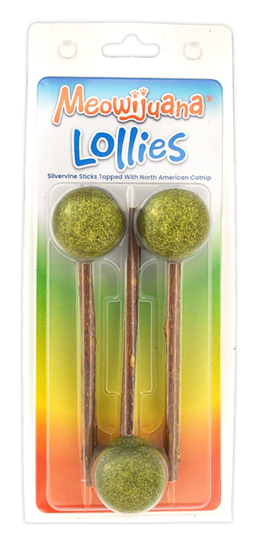 Meowijuana Lollies-Silvervine Sticks with Catnip Cat Toy (Color: Brown)