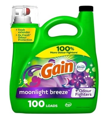Gain Freshness & Odor Fighting Liquid Laundry Detergent, Moonlight Breeze (4.25 L)
