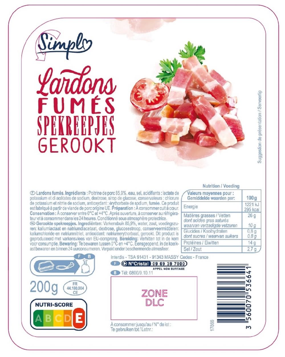 Simpl - Lardons fumés (200g)