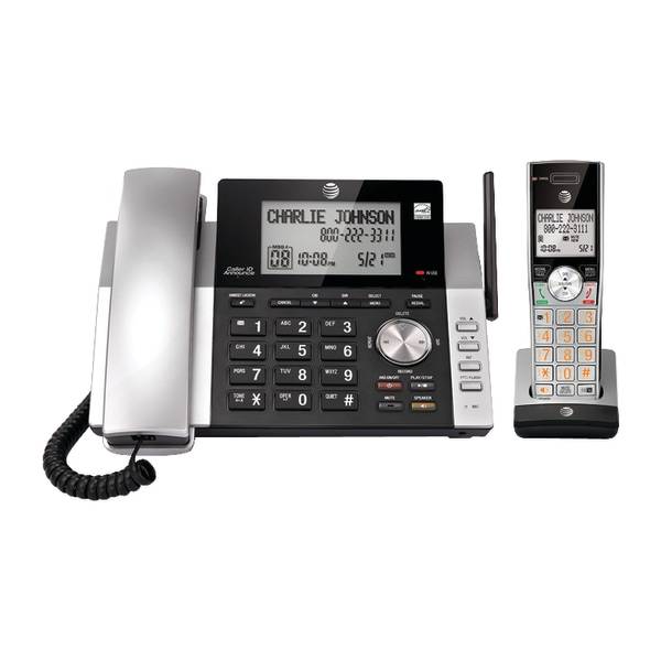 AT&T Black/Silver 6.0 Expandable Corded/Cordless Phone System