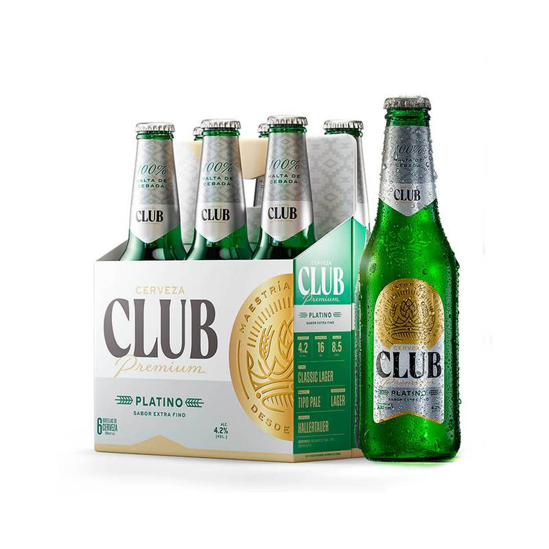 Sixpack Cerveza Club Platino - 330Ml