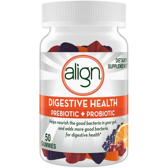 Align Digestive Health Prebiotic & Probiotic Supplement Natural Fruit Flavors Gummies (50 ct)