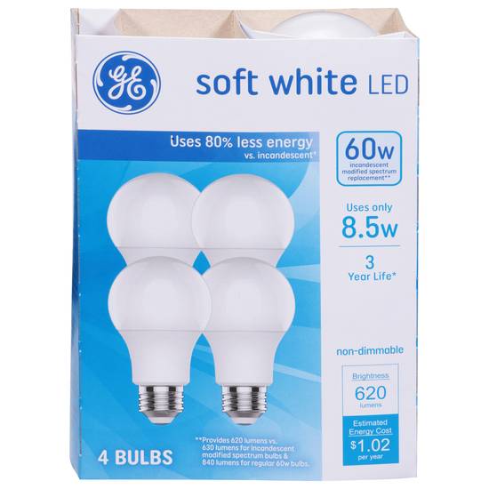 General Electric 8.5 Watts Soft Led Light Bulbs (4 ct) (white)