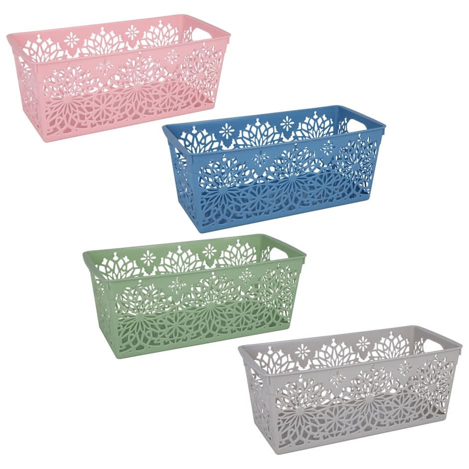 Daisy Design Laser Cut Plastic Storage Bins, Assorted (4 ct)