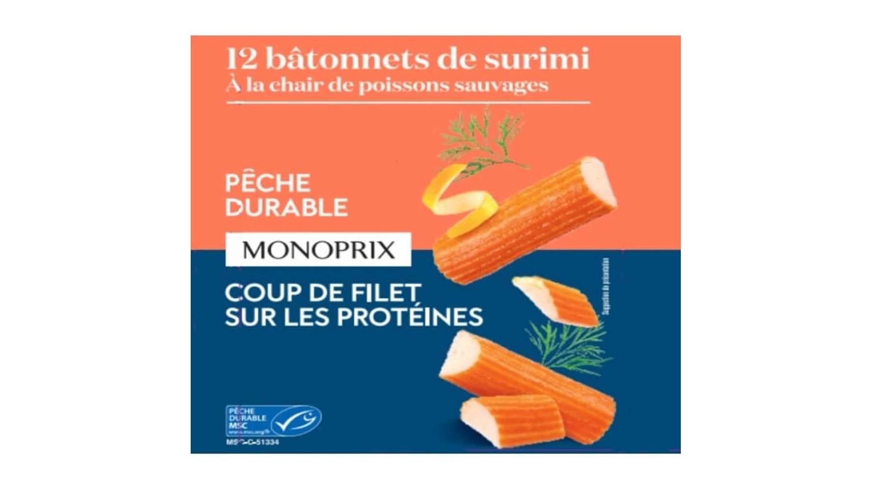 Monoprix Bâtonnets de surimi saveur crabe La boîte de 12, 200 g