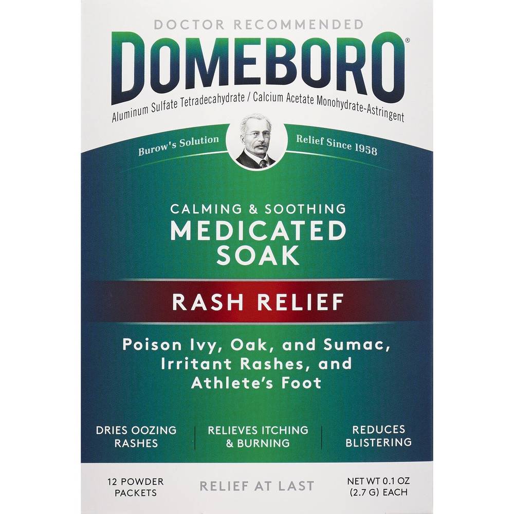 Domeboro Medicated Soak For Rash Relief, 12 Ct