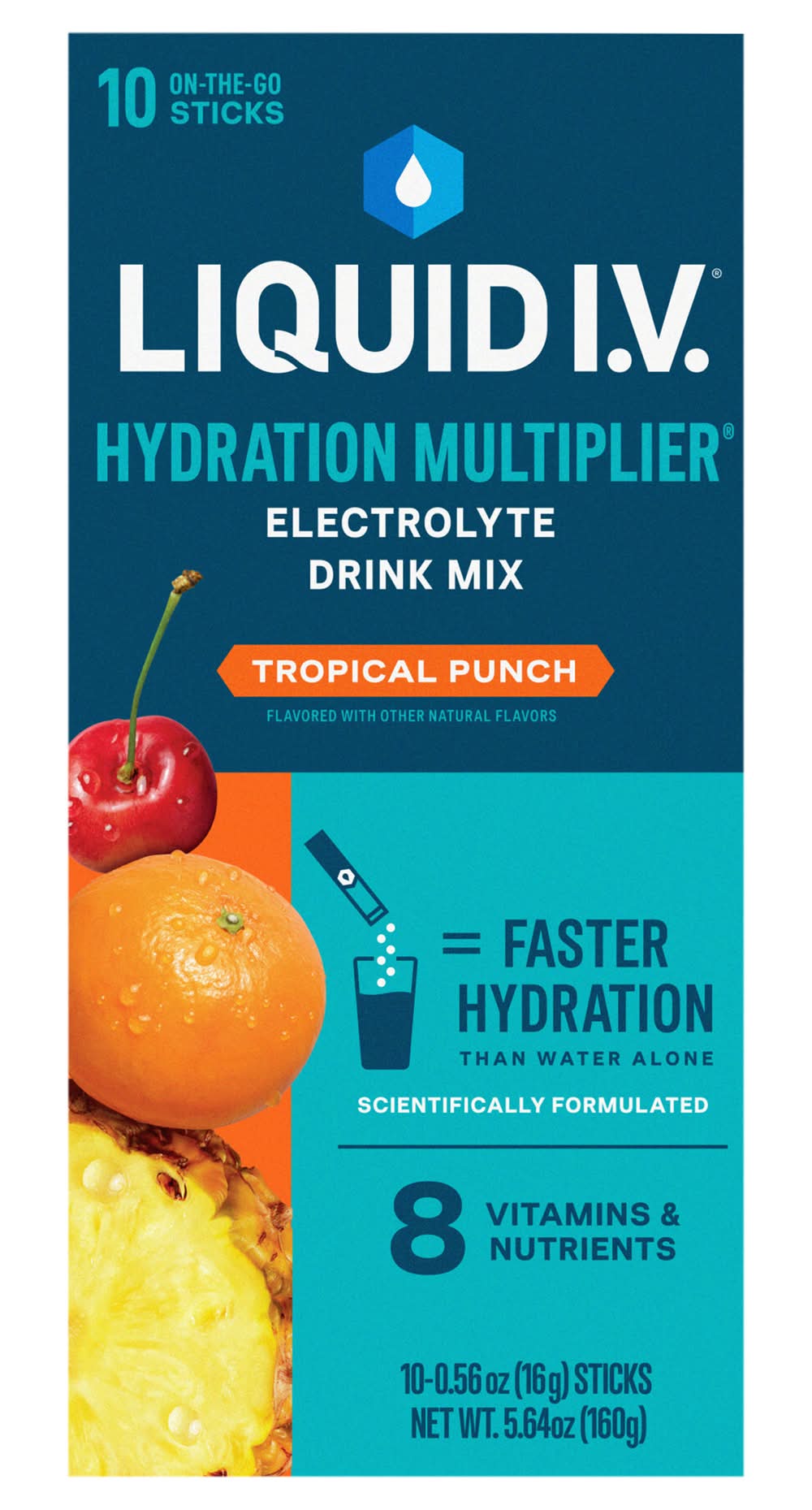 Liquid I.V. Hydration Multiplier Electrolyte Drink Mix, Tropical Punch (10 x 0.56 oz)