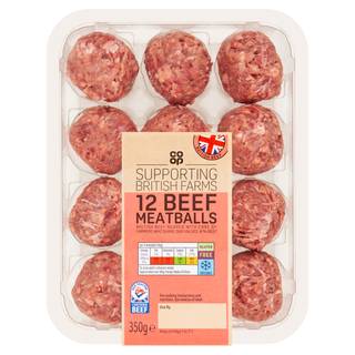 Co-op British 12 Beef Meatballs 350g