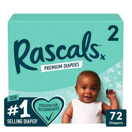 Rascal + Friends Premium Diapers, Size 2 (72 ct)