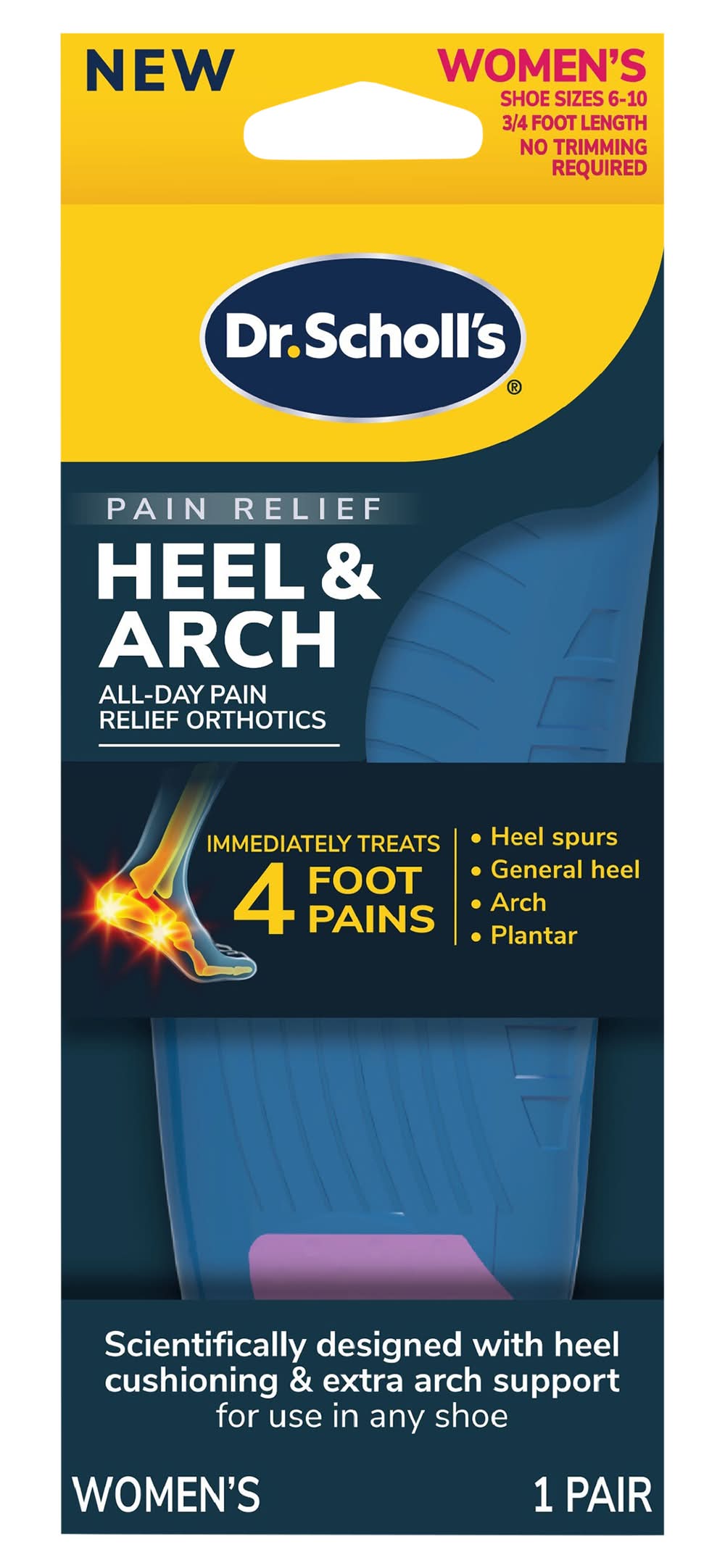 Dr. Scholl's Women's Heel & Arch Pain Relief Orthotics Size 6-10