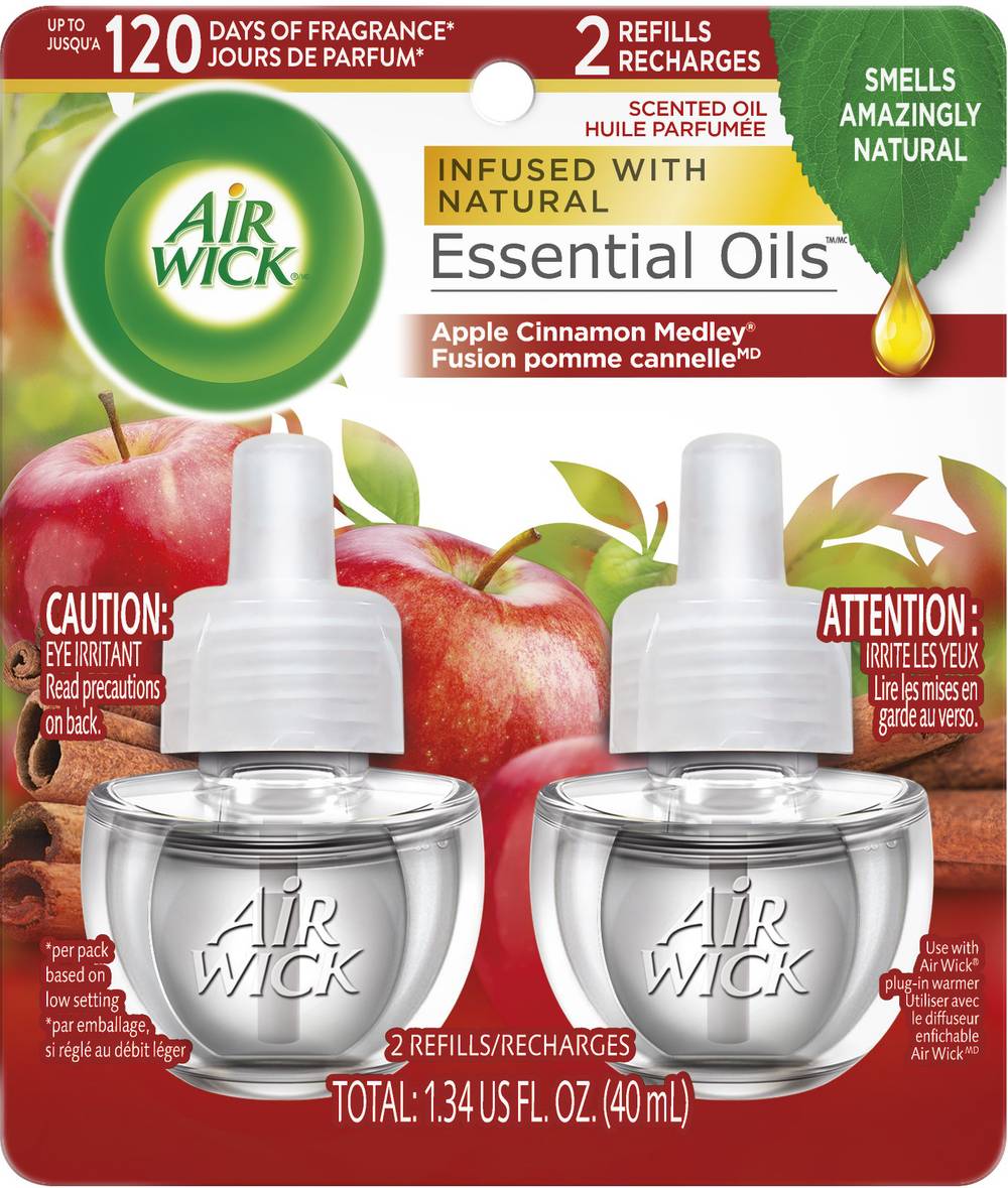 Air Wick Essential Oils Apple Cinnamon Medley Scented Oil Refills (1.35 fl oz)