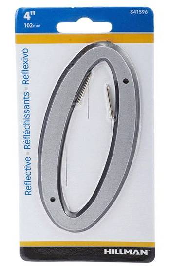 Hillman 4'' Nail-On Reflective House Number 0