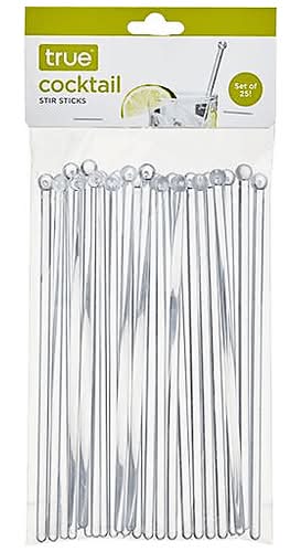 TRUE Plastic Cocktail Stir Sticks, Clear (25 ct)