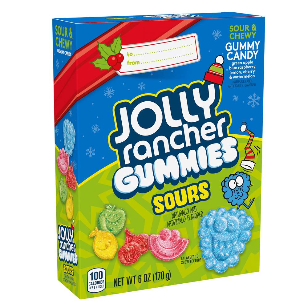 Jolly Rancher Gummies Sours Christmas Candy Gift Box - Assorted, Fruit, 6 Oz