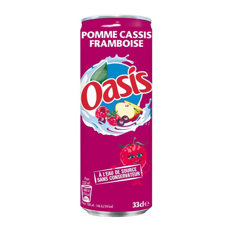 Oasis - Boisson à l'eau de source aromatisée, pomme-cassis-framboise (330ml)