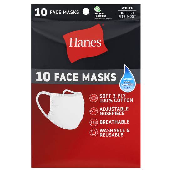 Hanes White Face Masks (10 ct)