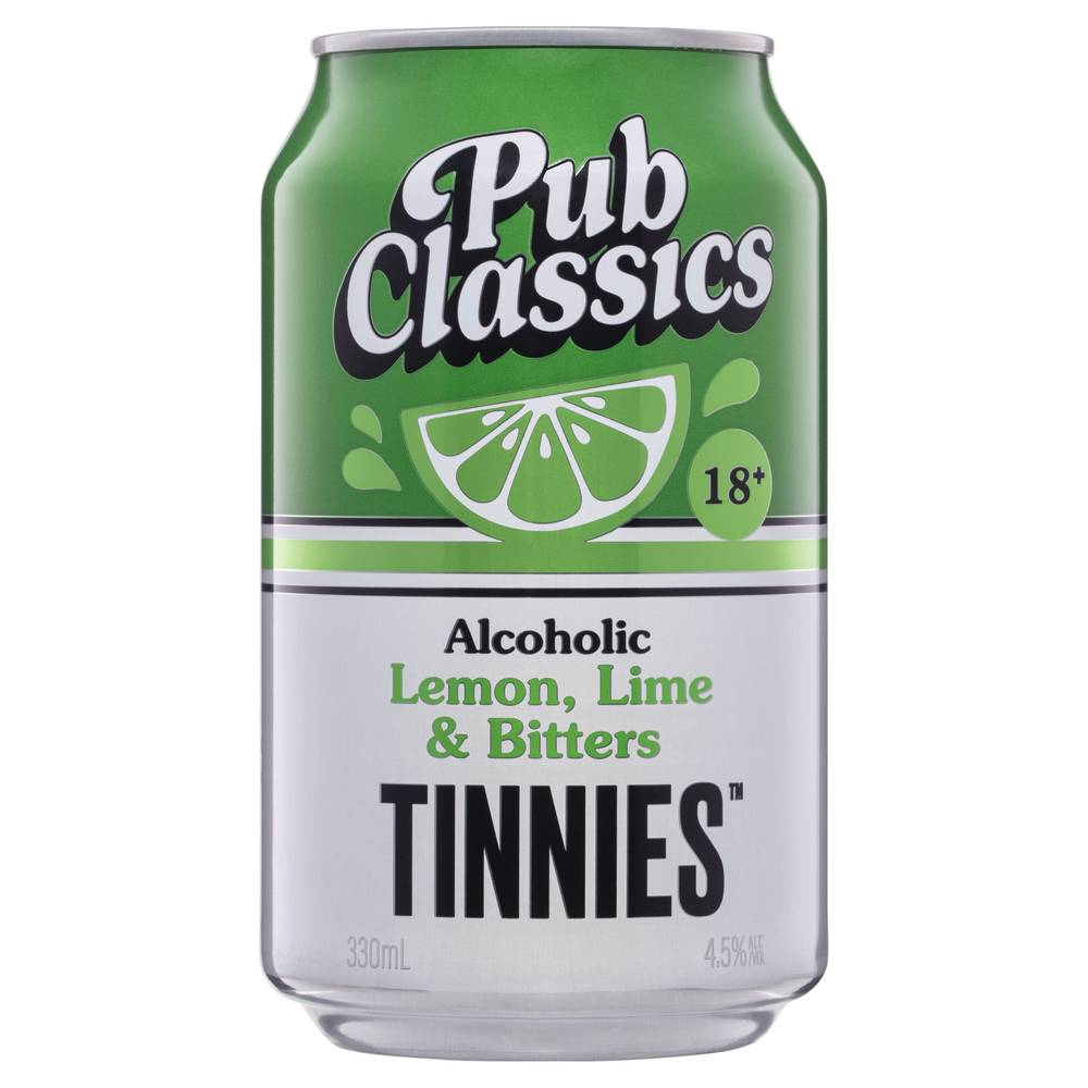 Tinnies Pub Classics Alcoholic Lemon Lime Bitters Can 330ml