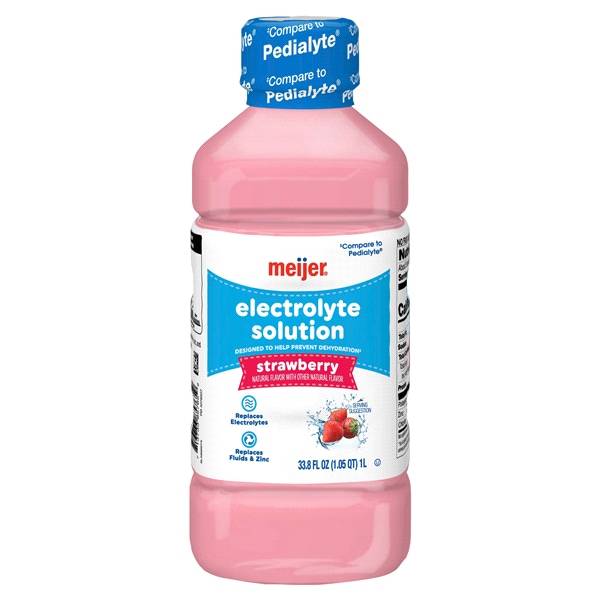 Meijer Strawberry Electrolyte Solution, Replaces Electrolytes, Fluid & Zinc, Kids & Adults (1.1 qt)
