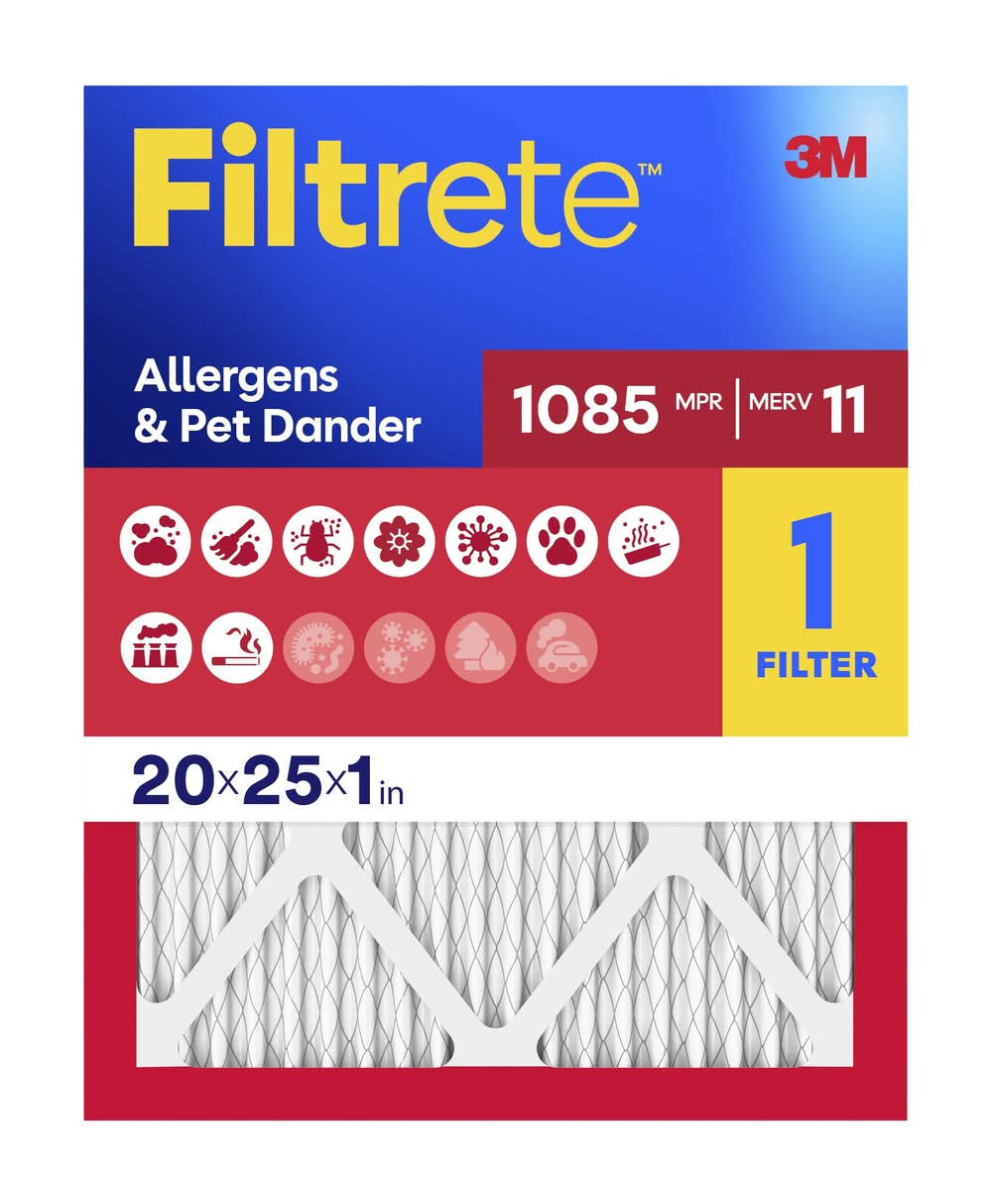 Filtrete 20 x 25 x 1 MERV 11 1085 MPR Allergens Pet Dander Electrostatic Pleated Air Filter