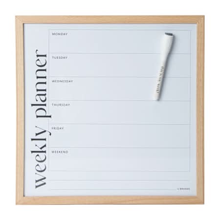 Framed Dry Erase Board 14in x 14in Brown