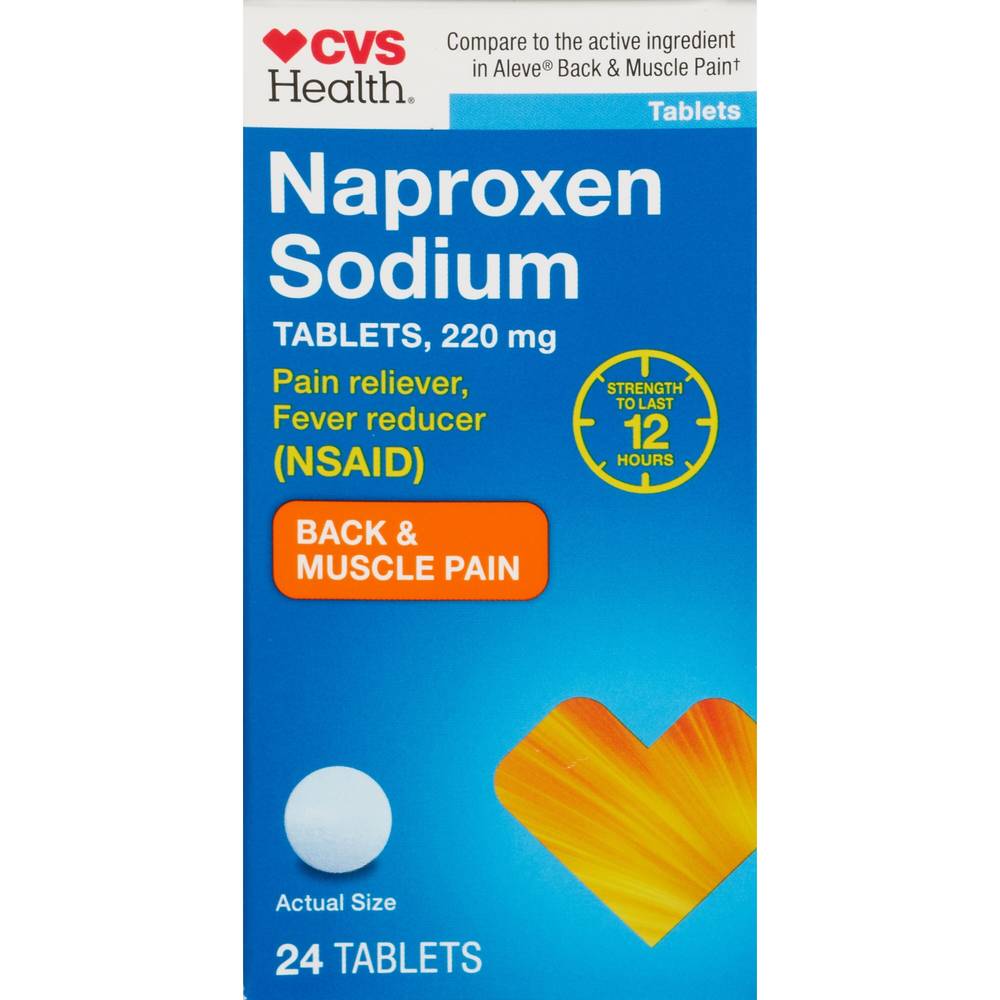 Cvs Health Back & Muscle Pain Naproxen Sodium 220 Mg Tablets, 24 Ct