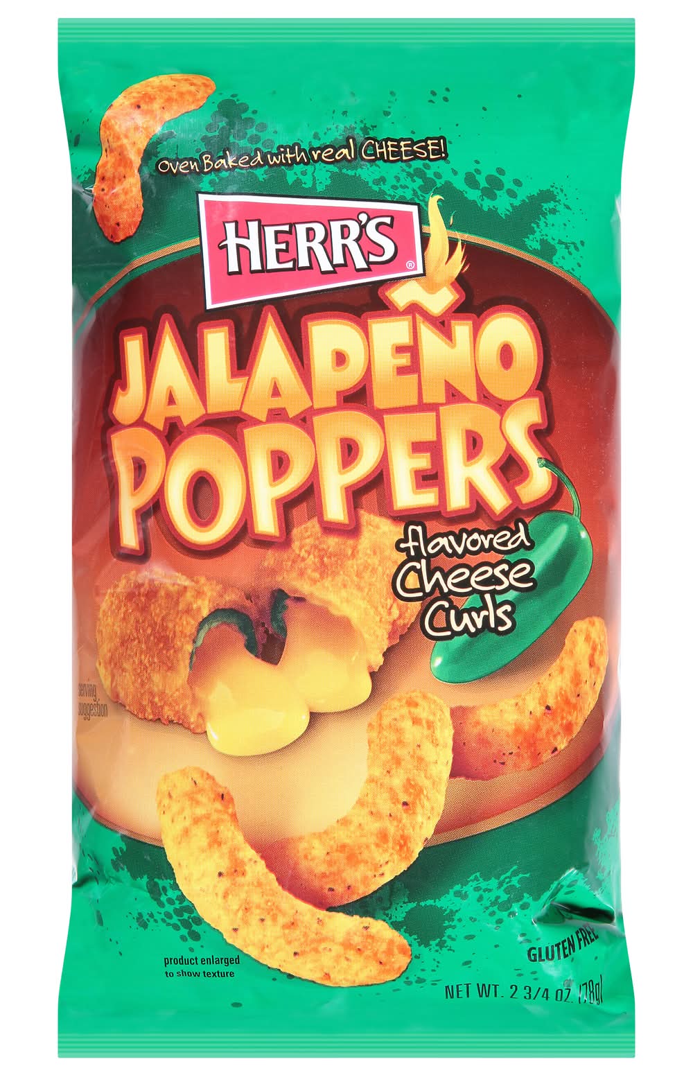 Herr's Gluten Free Flavored Cheese Curls, Jalapeno Poppers (2.75 oz)