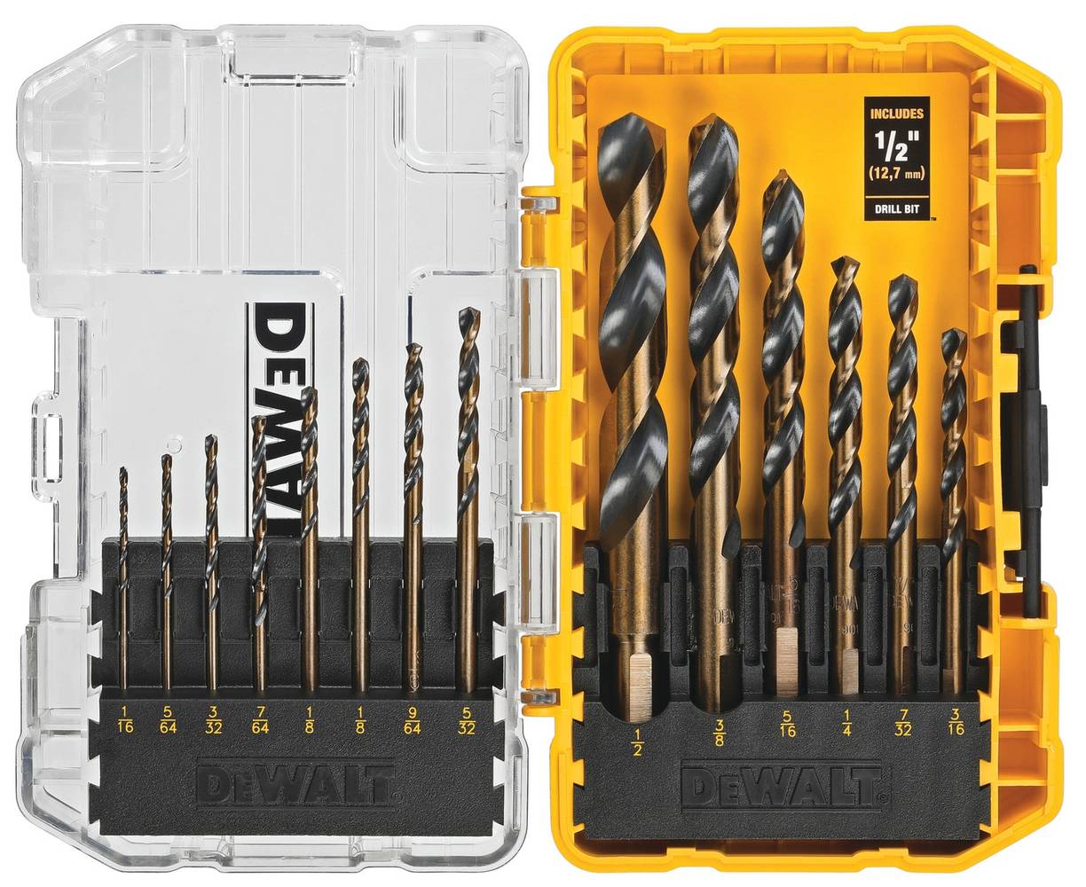 DEWALT 14-Piece Assorted Black and Gold Coated HSS Jobber Length Twist Drill Bit Set | DWA1184