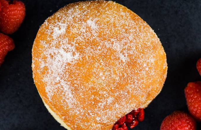 Vegan Homemade Raspberry Jam Doughnut