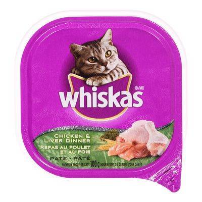Whiskas repas au poulet et au foie en pâté pour chats (100 g) - chicken and liver pâté dinner for cats (100 g)