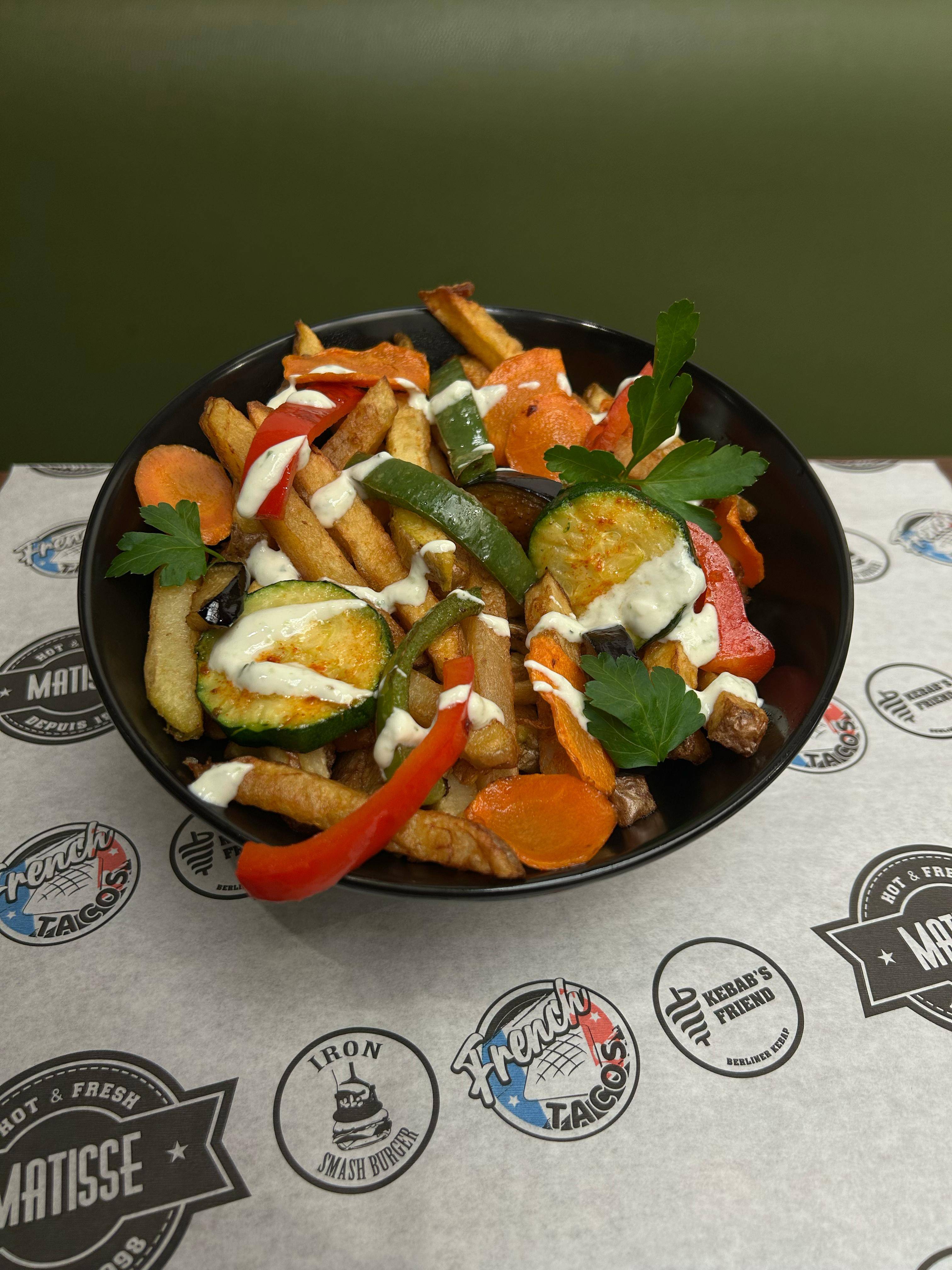 Barquette Frites maison& Légumes Grilés