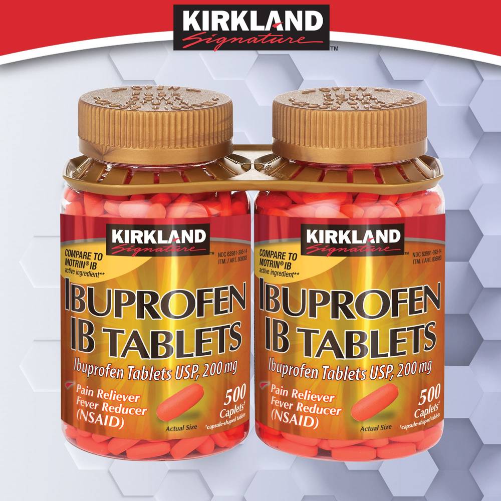 Kirkland Signature Ibuprofen Ib Tablets 200 mg 500 Caplets (2 ct)
