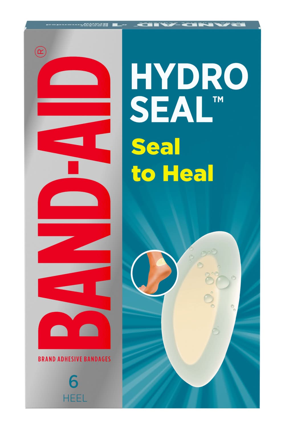Band-Aid Hydro Seal Blister Heels Hydrocolloid Gel Bandages, 1.1x2.1 in (6 ct)