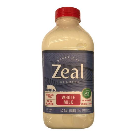 Zeal Creamery Grass Fed Whole Milk (1.89 L)