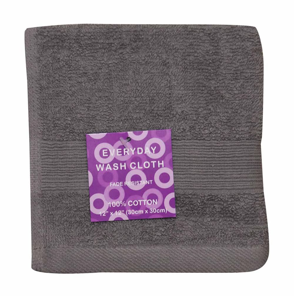 Cotton Wash Cloth Solid Gray 12 In X 12 In