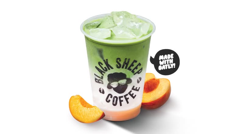Iced Peaches & Cream Matcha Latte