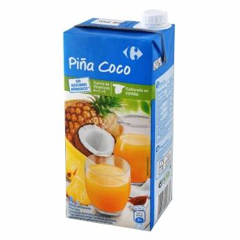 Bebida de piña y coco Carrefour sin azúcar añadido brik 1 l.