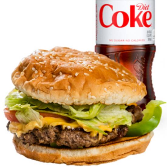 Little Cheeseburger with a Diet Coke