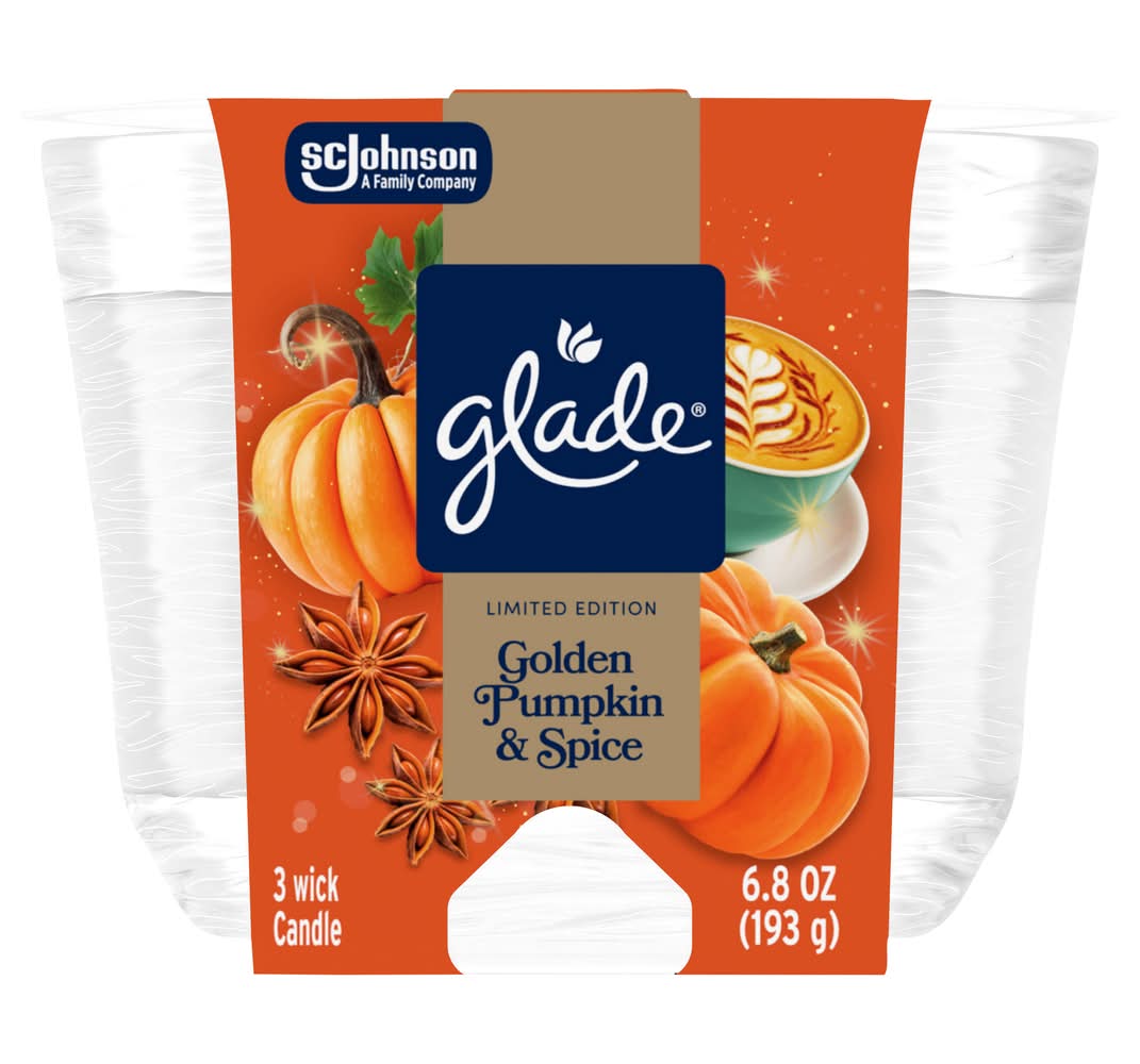 Glade 3-Wick Scented Candle Jar, Pumpkin-Ginger (6.8 oz)