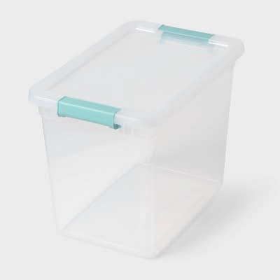 Brightroom Deep Storage Bin With Latches 27 Qt, Clear