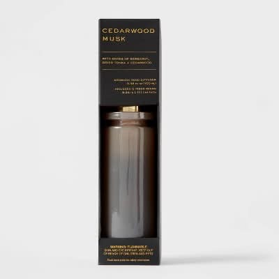 Threshold Cedarwood Musk Black Label Fiber Oil Reed Diffuser, Bergamot-Tonka (100 ml)